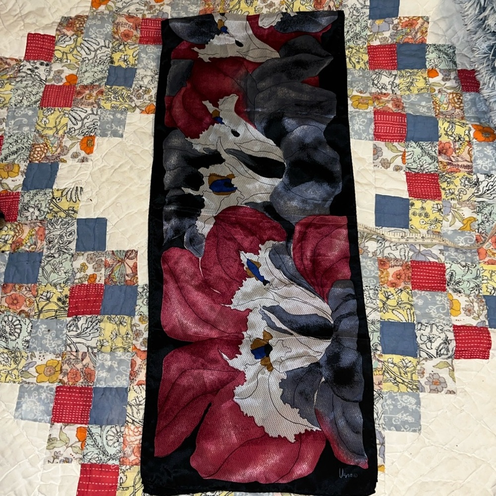 Vintage Vera Neumann oblong silk scarf 52” x 10”
